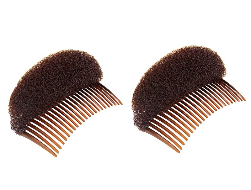 NaRaMax 2PCS Hair Clip with Sponge Base Inserts, Bump It Up Pads, Bun Maker, Styling Accessories, Charming Comb Braid Tool (Brown) - Image 1